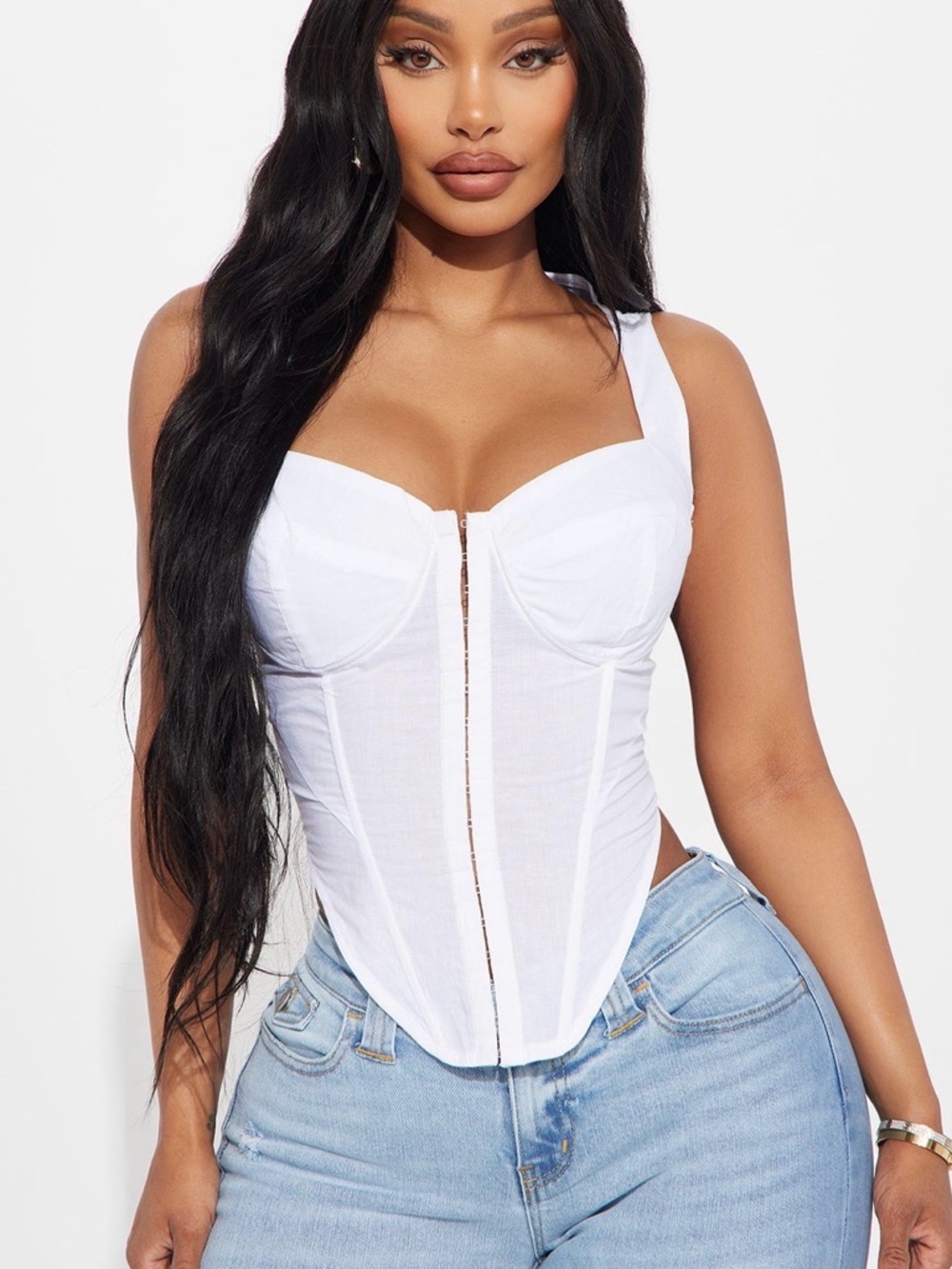 Fashion Nova White Corset Bustier Tank